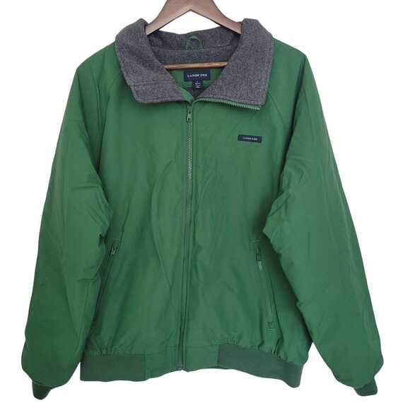 Vintage 90s Lands' End Mens Fleece Lined Jacket Sz L 42-44 Green Squall Gorpcore - Picture 1 of 9